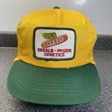 Vintage DeKalb-Pfizer Genetics Farmer Trucker Cap Hat Patch Ear Flaps Trapper