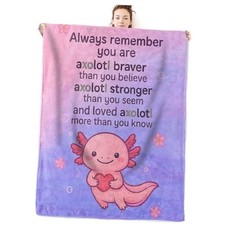 Cute Blanket Inspirational Gifts for Women Men 60x50 Inch Axolotl