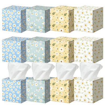 12 Pack Facial Tissues Cube Boxes 600 Sheets 3 Ply Spring Floral Square Tissu...