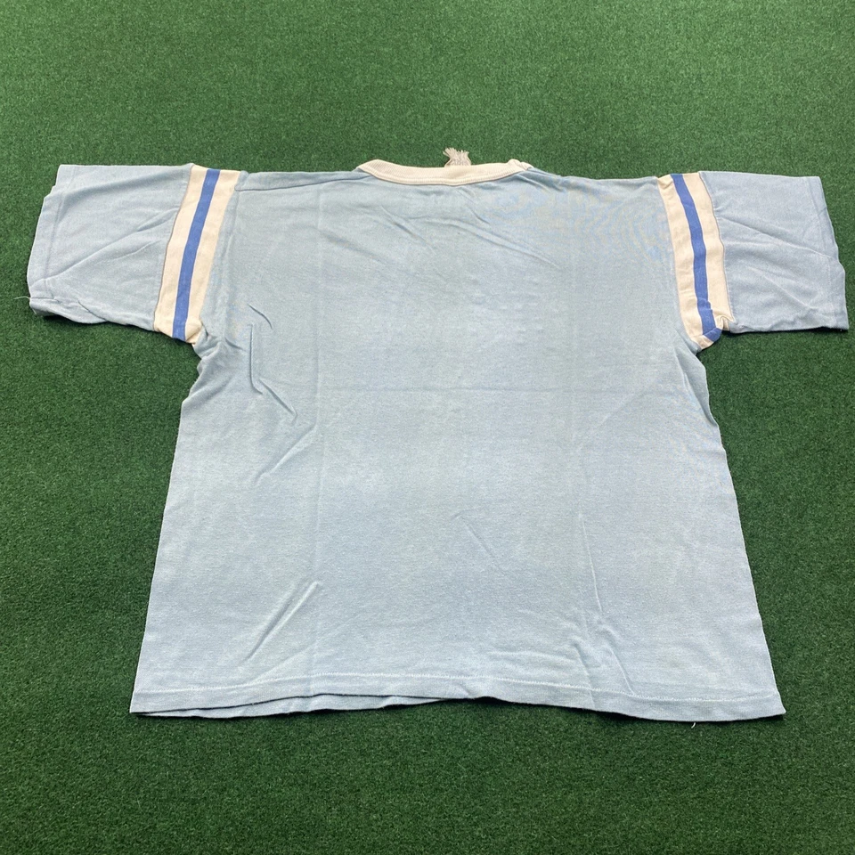 Vintage 50S 60S Jersey Shirt Mens M Blue Durene The Pirates Velva Sheen USA MADE - Image 4 of 4