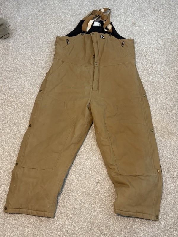 Rocky Insulated Bib Pants XL Short Brown Cotton Polyester Nylon Men's Overalls
