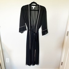 Oscar de la renta black sheer long robe women s small