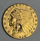 AU+ 1926 Indian Head Gold Quarter Eagle, U.S. $2.50 Coin (Almost Uncirculated)