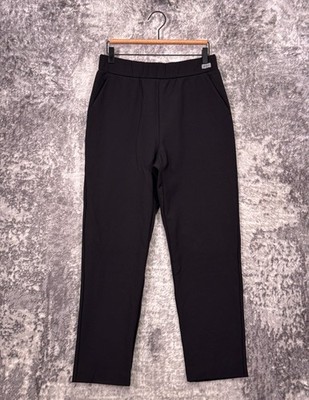 Max Mara Leisure Pants Large Womens Black Stretch Scuba Fabric Fleece Lined
