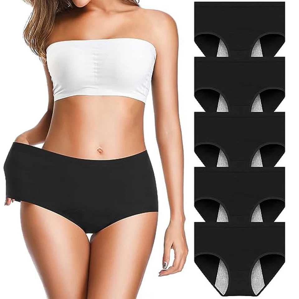 ETAOLINE 5 Pack Womens Teens Girls Menstrual Period Knickers Underwear Leakproof Briefs