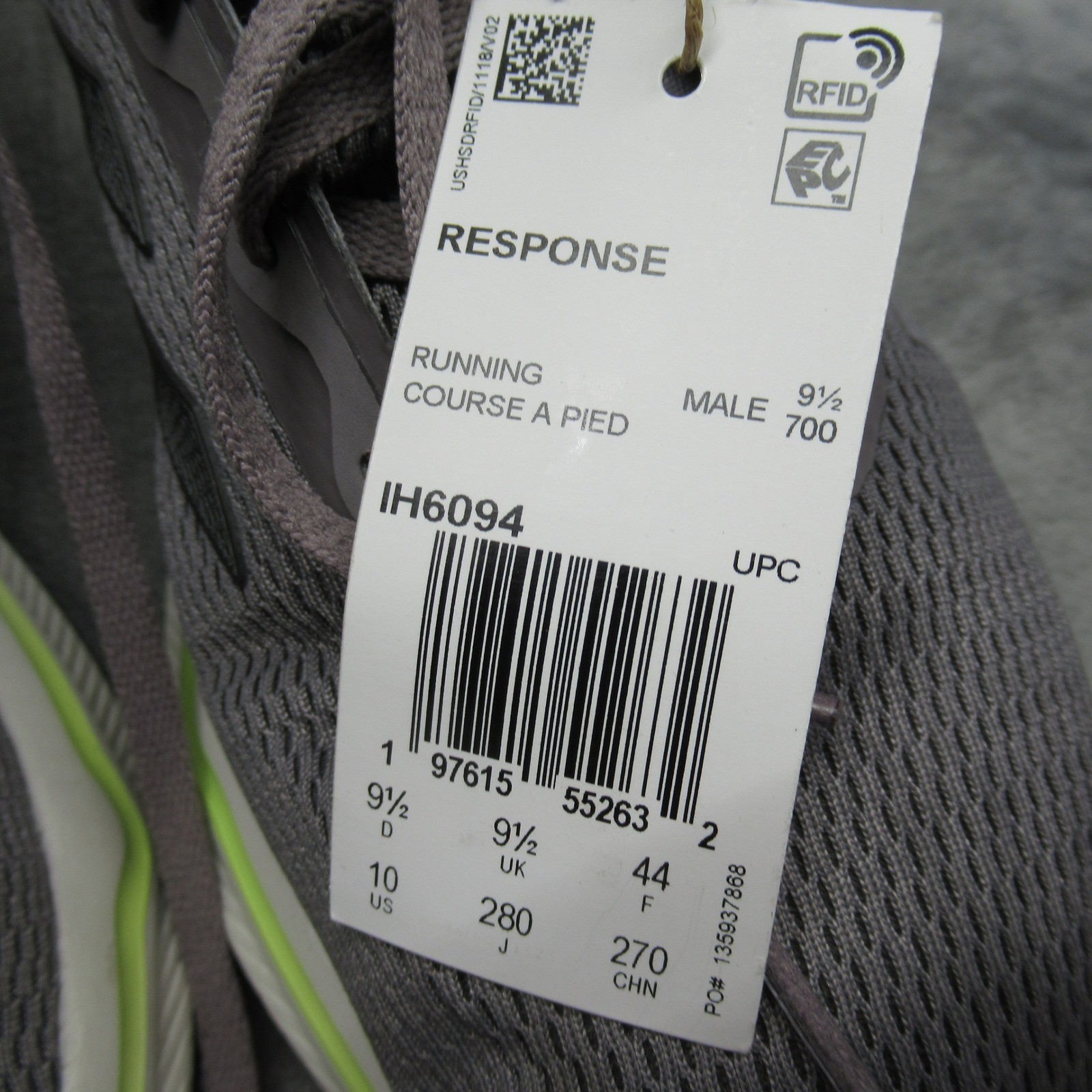 Adidas Response Running Shoes Men 9.5 Gray Ortholite Chunky Sole Lace Up thumbnail 4