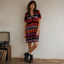 Y2K Vintage Indie Style Multicolor Striped V-Neck Dress women’s size medium.