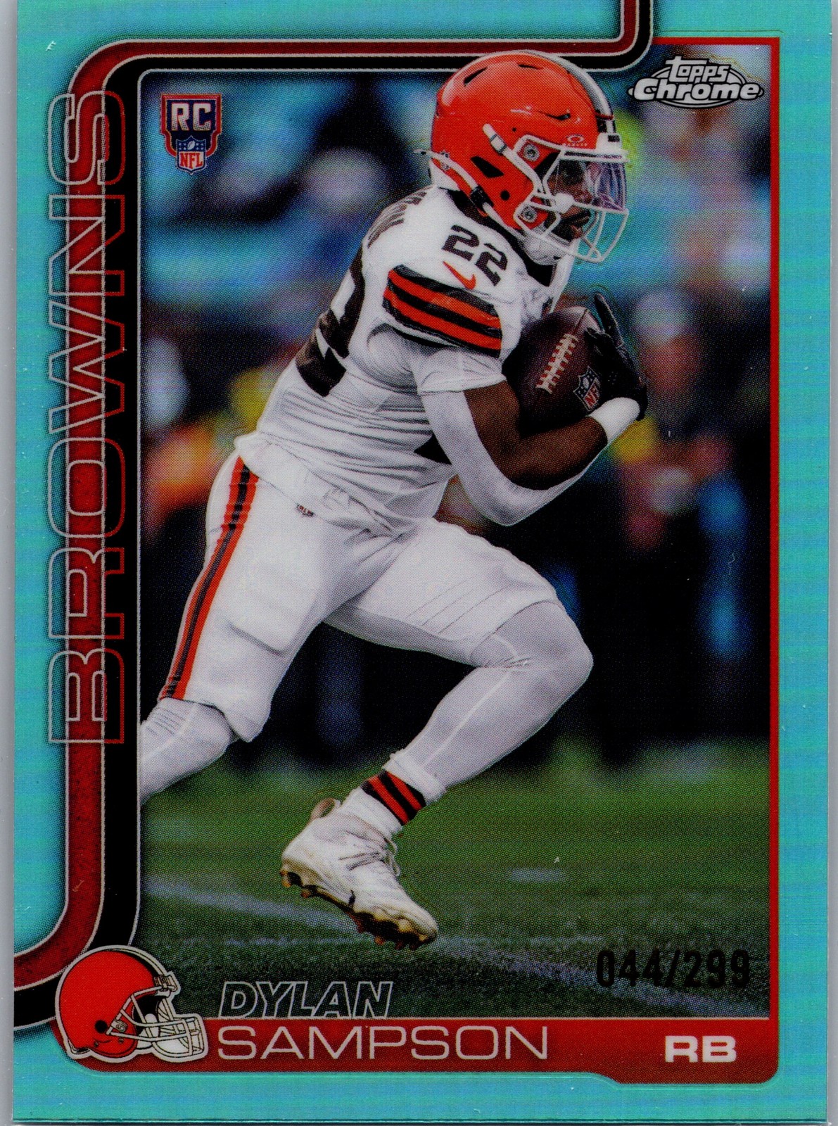 2025 Topps Chrome #308 Dylan Sampson Teal Refractor #/299 Browns Rookie