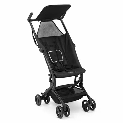 Delta Children Lightweight Folding Single Stroller, Black w/ Canopy and Bug Net 
