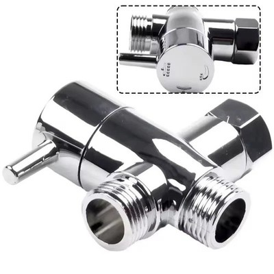 3-Way T-adapter Shower Head Diverter Valve Water Splitter Switch Faucet Bathroom