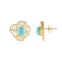 Cavill TüRkis Ohrringe Damen 1,8Ct 925 Silber Gold Vergoldet Rund Floral