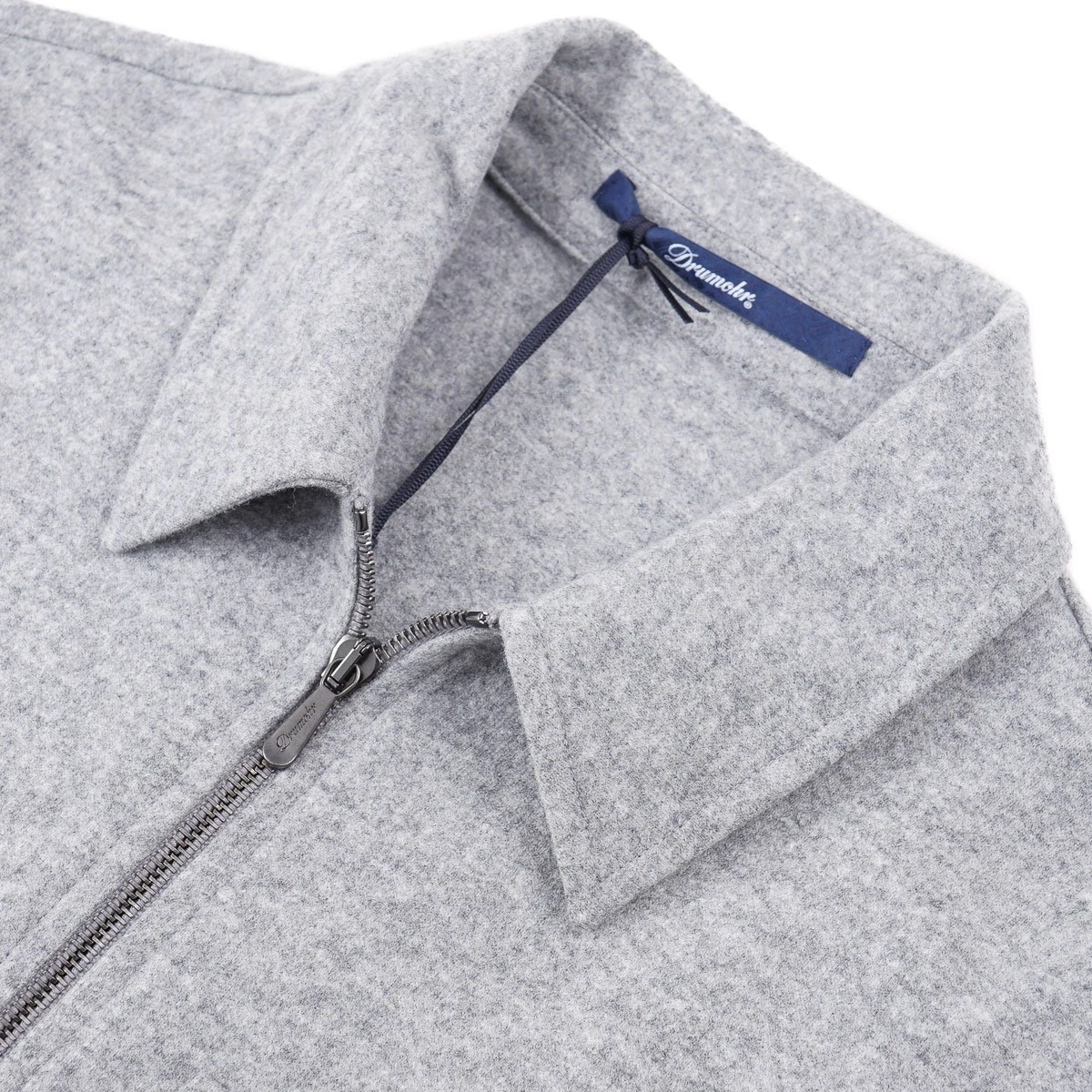 Drumohr Light Gray Soft-Brushed Wool Zip-Front Jacket M (Eu 48) NWT - product detail image 4