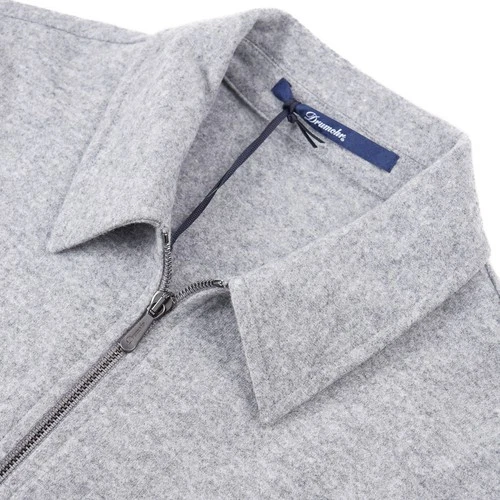 Drumohr Light Gray Soft-Brushed Wool Zip-Front Jacket M (Eu 48) NWT image 4