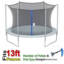 Trampoline Safety Net Replacement 13FT 6 Pole For Round Frames with Zipper Door