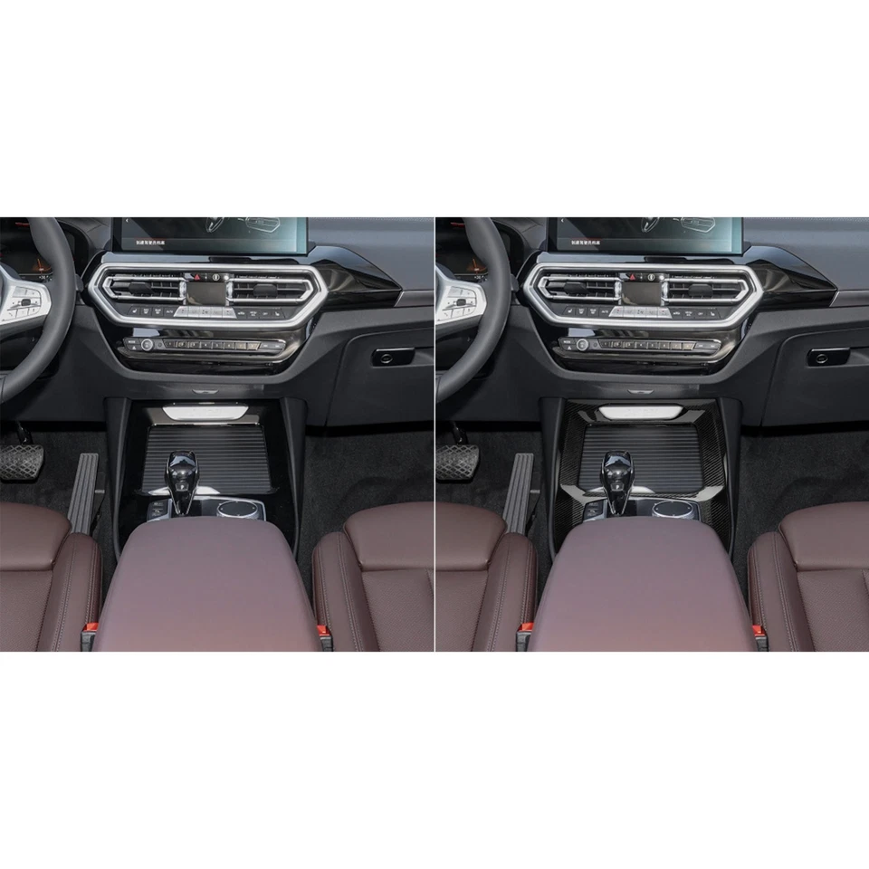 Cubierta de consola central interior de fibra de carbono seca real para BMW X3 X4 X3M X4M 22-24 Foto 4 de 4