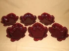 VTG "ROYAL RUBY" MAPLE LEAF CANDY- NUT-DESSERT DISHES- ANCHOR HOCKING-SET OF 6