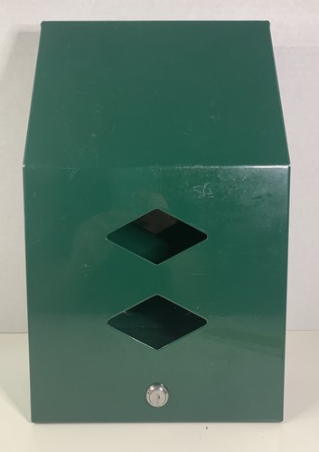 Locking Dog Waste Bag Dispenser Commercial Green Metal Wall Post Mount Station