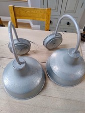 Vintage American Industrial Barn Wall Lights In Galvanized Finish X 2.