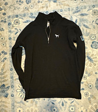 PINK Victoria s Secret Black 1/4 Zip Fleece Sweatshirt Pockets Women s S