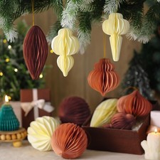 18 Pcs Christmas Honeycomb Decorations, Paper Hanging Ornament for Tree for X...