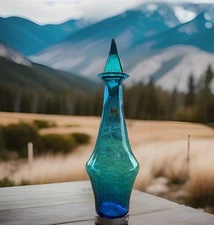 Blenko Glass Pew Pew Pew Decanter - Turquoise  2435