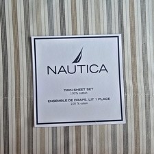 Nautica Broderick Brown Cream Stripe Twin Sheet Set NEW