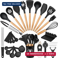 Astercook 39 PCS Kitchen Utensils Set, Silicone Cooking Utensil Sets with Wooden