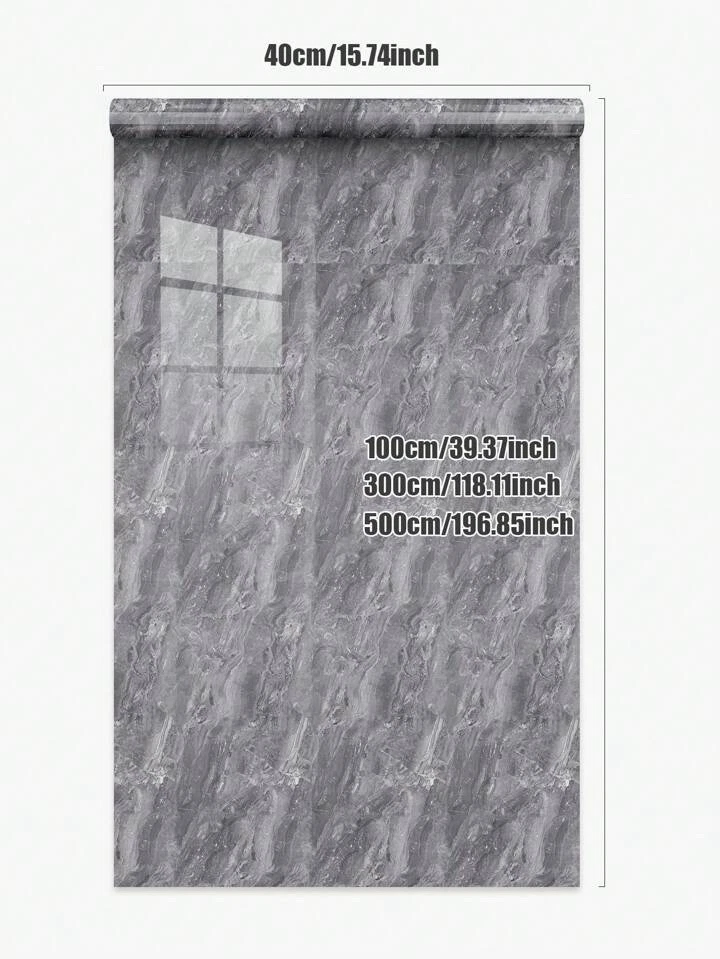 Cubierta autoadhesiva impermeable para encimera y mostrador envoltura de vinilo brillante mármol gris