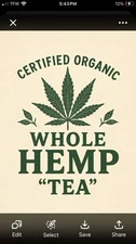 1/8th  3.5g  Organic Whole Hemp tea  trimmed zero leaf
