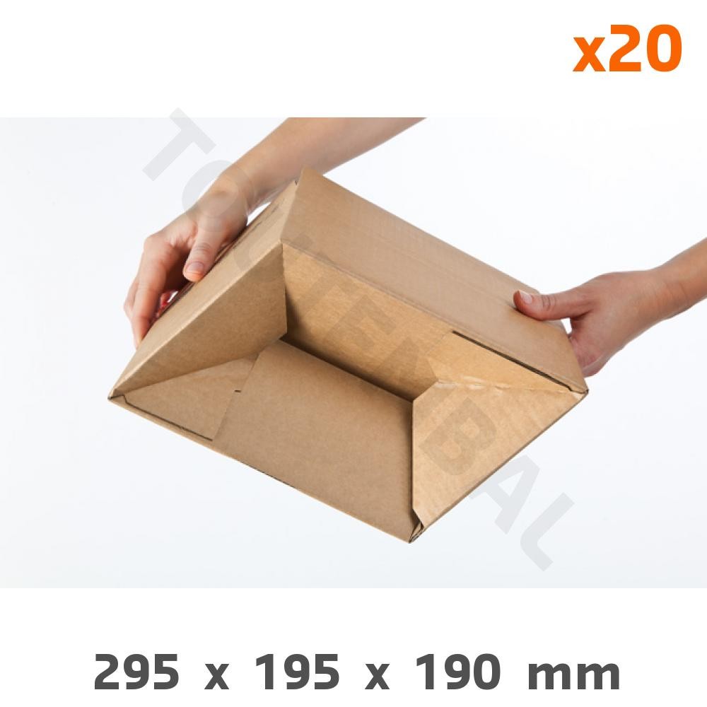 Carton d'emballage 295x195x190 mm idéal pour expédier vos ventes