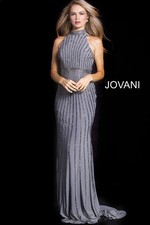 Grey Jovani Formal Rhinestone Prom Gown Dress Mother of Bride, excellent sz 12