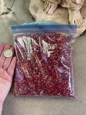 Vtg Antique Metallic Red AB GLASS Bugle Beads 1/4 Beads Czech 730 Grams
