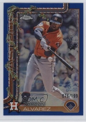 2025 Topps Holiday Chrome Blue Refractor 76/199 Yordan Alvarez #HC44 4p4