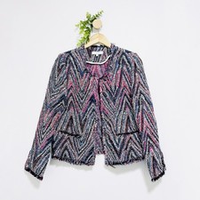 IRO Colorful Weird Tweed Collarless Preppy Artsy Blazer Size 36