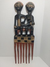 Vintage Ghanan African Ashanti Hand Carved Wood Comb Ghana Large 20" x 6"