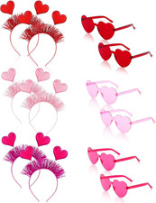 12PCS Valentines Day Heart Headbands and Heart Shape Sunglasses Valentine'S Acce