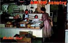 Amish Country Farmers Market Stall Pennsylvania Farmers Postcard UNP VTG Koppel