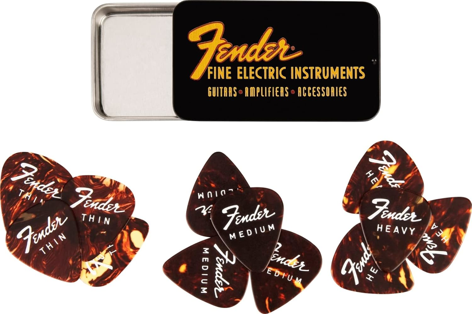 Fender Electric Guitar Picks Tin Pack - 12 Premium Picks