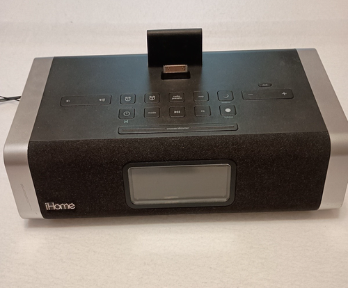 iHome iD45 Dual FM Radiowecker iPod iPhone AUX Lautsprechersystem schwarz silber