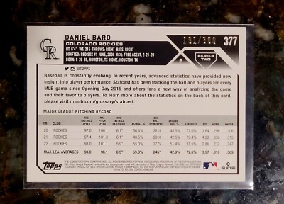 2023 Topps Series 2 Daniel Bard 377 Advanced Stats Variation SP /300