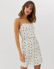 Vero Moda Floral Square Neck White Mini Dress - Size XS Brand New RRP £30