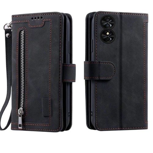TCL 505 Wallet Case,Leather Zipper Magnetic Flip Card Phone Case For TCL 505 - Picture 7 of 26