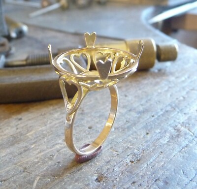 Monture bague pièce or KT coeur pour 10 Francs or