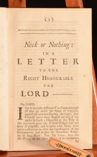 1713 John Dunton Neck or Nothing In a Letter to the Right Honourable Lord Disbou - Picture 2 of 6