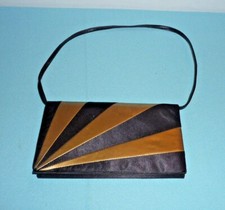 Black Gold Accent Clutch Evening Bag Satin Snap Closure