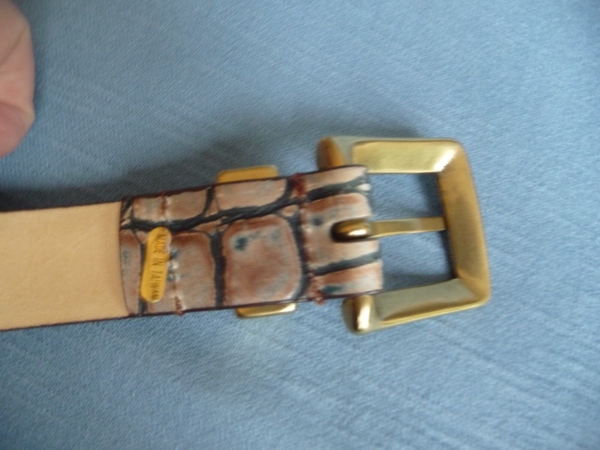 Worth New York Leather Embossed Python Double Buckle Belt Brown Size P NWT Dark Brown Python Belt | BRUCLE Luxury Belts main image 4