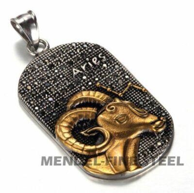 MENDEL Mens Gold Plated Leo Zodiac Sign Constellation Horoscope Pendant Necklace