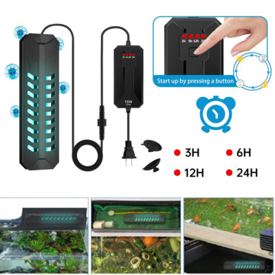Aquarium Clean Light with Timer Double Tube Aquarium Water Clean Clear Lamp
