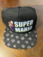 NEW Graphic Nintendo Super Mario Bros Snapback Hat Cap Black Size Youth