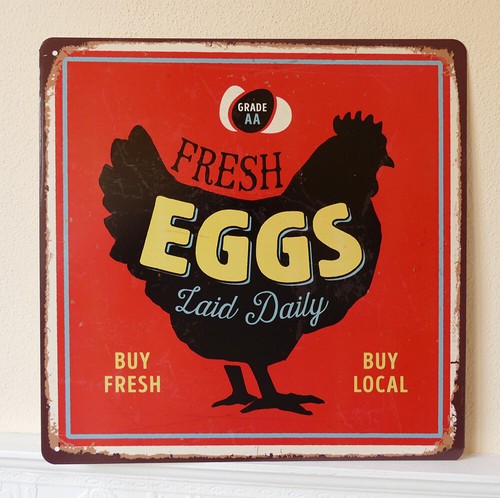 Vintage Metallschild Huhn & Eier – Lustige Wanddekoration Für Garten & Stall